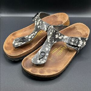 Birkenstock Papillio Gizeh Black Floral Sandals Size Women’s 8